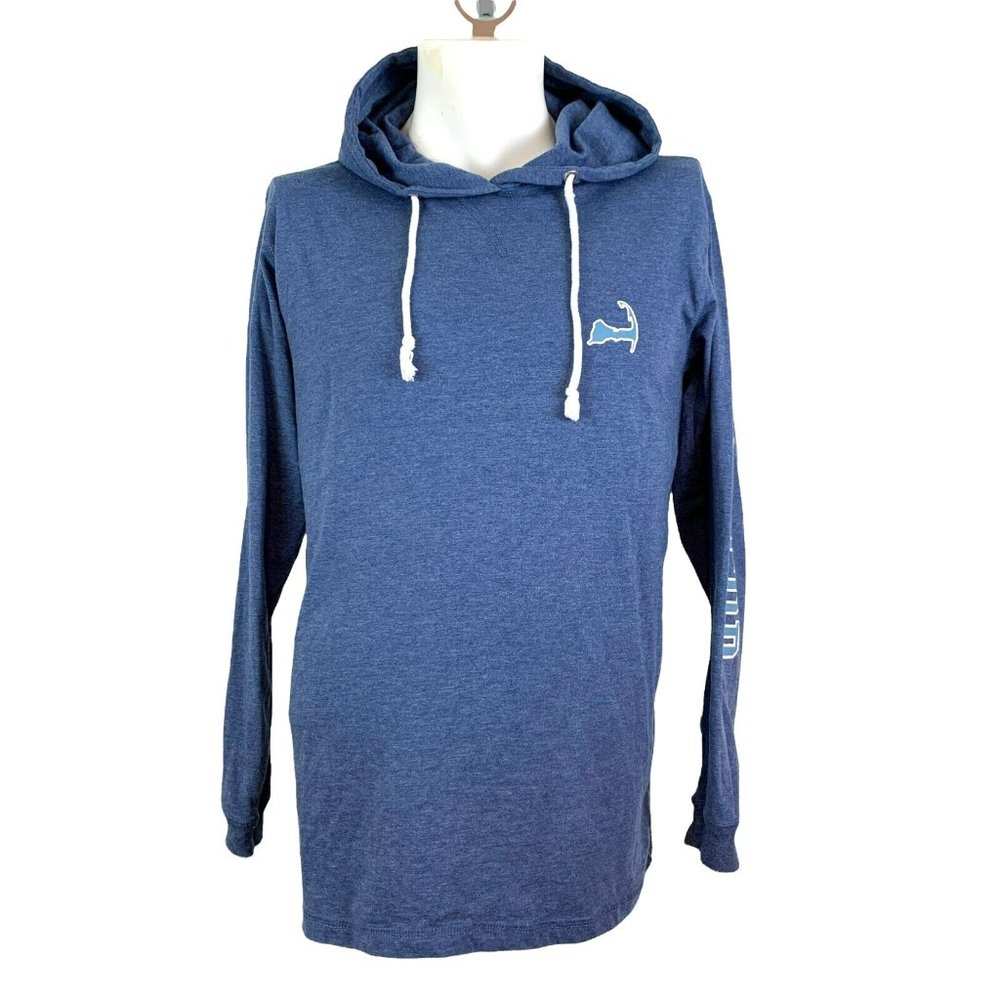 Cuffy's Mens Medium Blue Cape Cod Hoodie Pullover Cotton Blend Long Sleeve